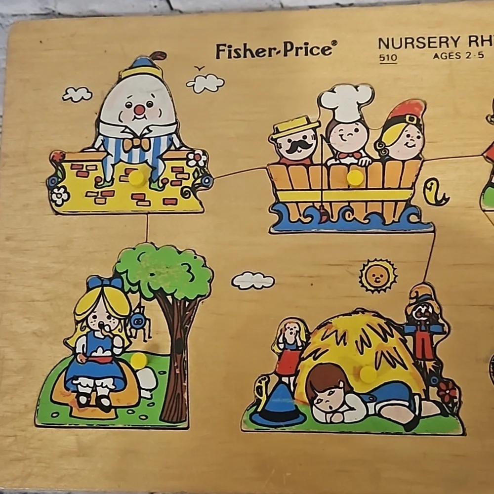 Vintage wooden fisher price nursery rhyme puzzle